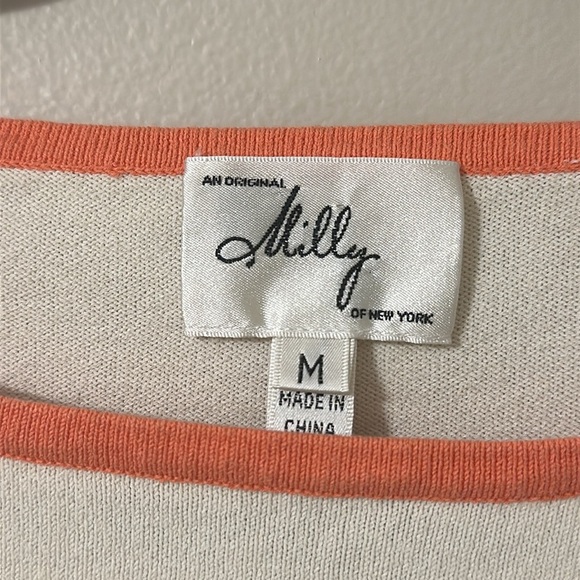 Milly of New York Women’s Boatneck Navy & Cream Striped Sweater Sz Medium Preppy - Picture 5 of 8